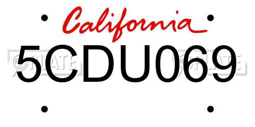 5CDU069 California License Plate