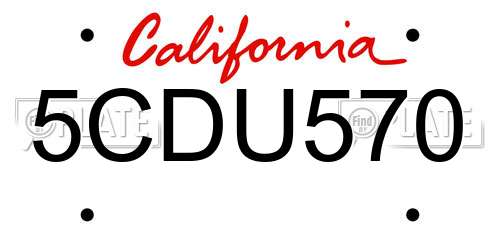 5CDU570 California License Plate