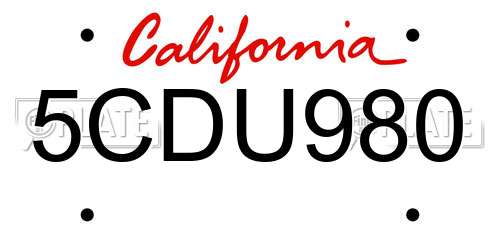 5CDU980 California License Plate