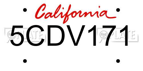 5CDV171 California License Plate