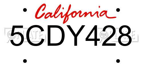 5CDY428 California License Plate