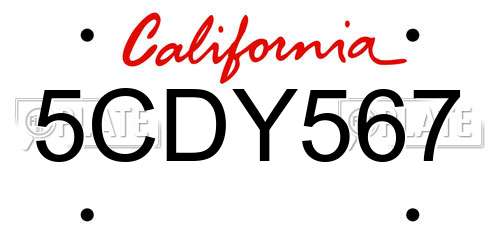 5CDY567 California License Plate
