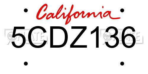 5CDZ136 California License Plate