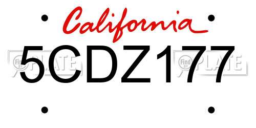 5CDZ177 California License Plate