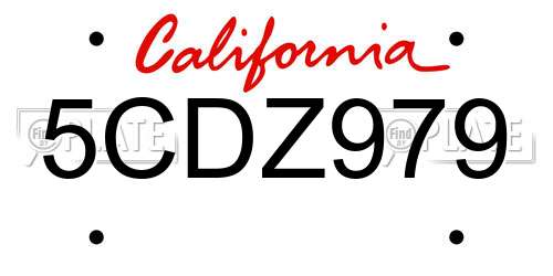 5CDZ979 California License Plate