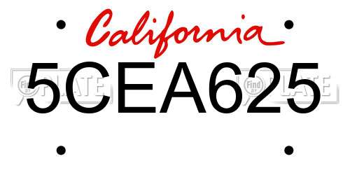 5CEA625 California License Plate