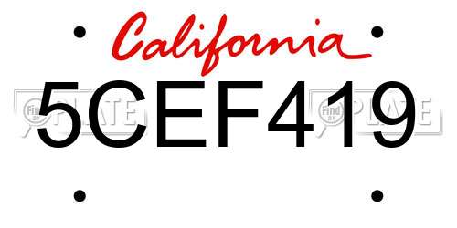 5CEF419 California License Plate