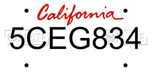5CEG834 California License Plate