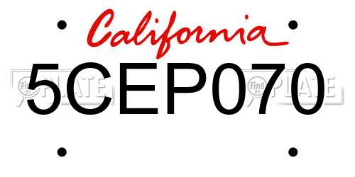 5CEP070 California License Plate