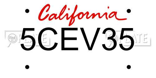 5CEV35 California License Plate