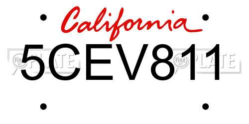 5CEV811 California License Plate