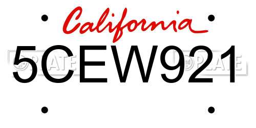 5CEW921 California License Plate