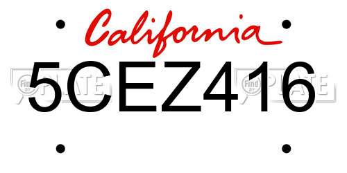 5CEZ416 California License Plate