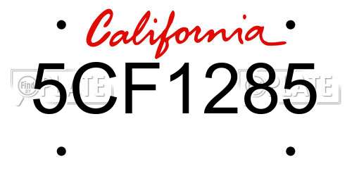 5CF1285 California License Plate