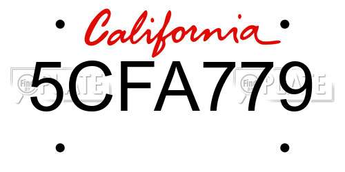 5CFA779 California License Plate