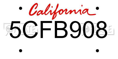 5CFB908 California License Plate