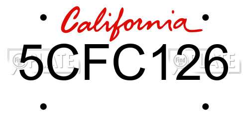 5CFC126 California License Plate