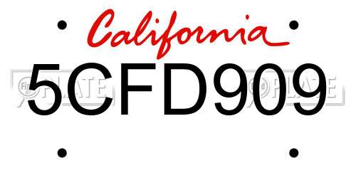 5CFD909 California License Plate