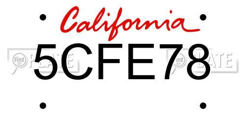 5CFE78 California License Plate