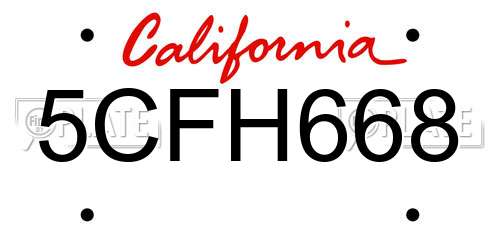 5CFH668 California License Plate
