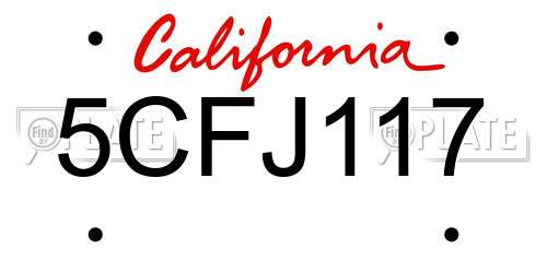 5CFJ117 California License Plate