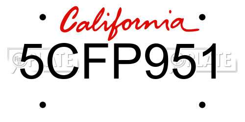 5CFP951 California License Plate