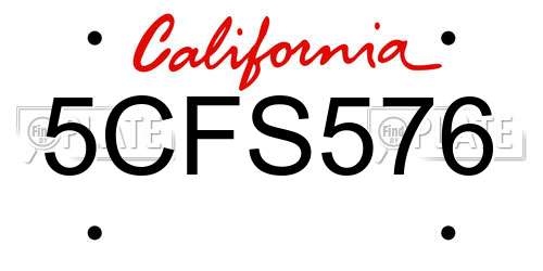 5CFS576 California License Plate