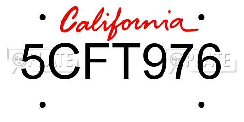 5CFT976 California License Plate