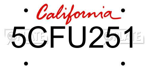 5CFU251 California License Plate