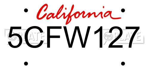 5CFW127 California License Plate