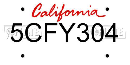 5CFY304 California License Plate