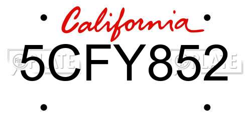 5CFY852 California License Plate