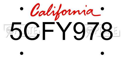 5CFY978 California License Plate