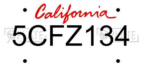 5CFZ134 California License Plate