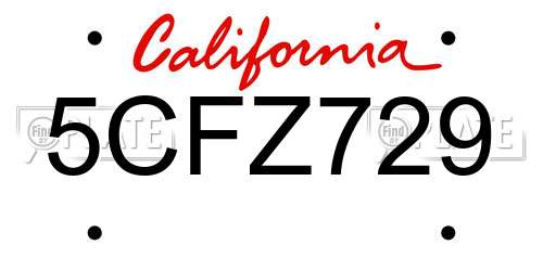 5CFZ729 California License Plate