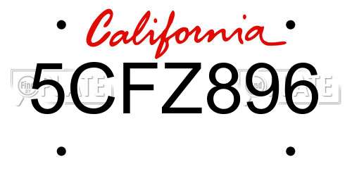 5CFZ896 California License Plate