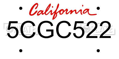 5CGC522 California License Plate