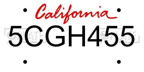 5CGH455 California License Plate