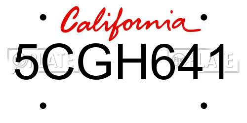 5CGH641 California License Plate