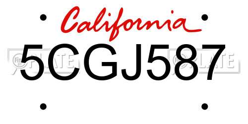 5CGJ587 California License Plate