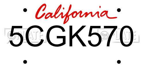 5CGK570 California License Plate