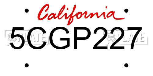 5CGP227 California License Plate