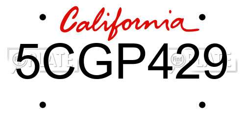 5CGP429 California License Plate