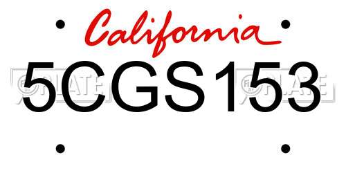 5CGS153 California License Plate