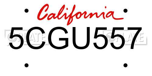 5CGU557 California License Plate