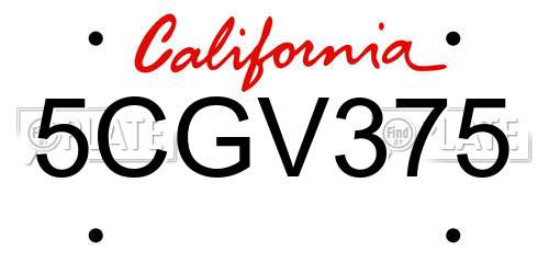 5CGV375 California License Plate
