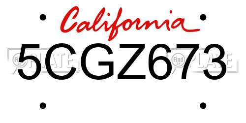 5CGZ673 California License Plate