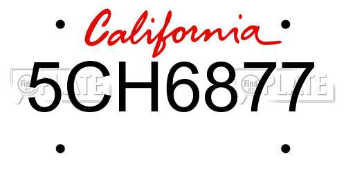 5CH6877 California License Plate