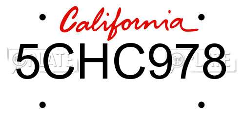 5CHC978 California License Plate