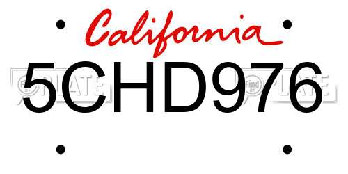 5CHD976 California License Plate